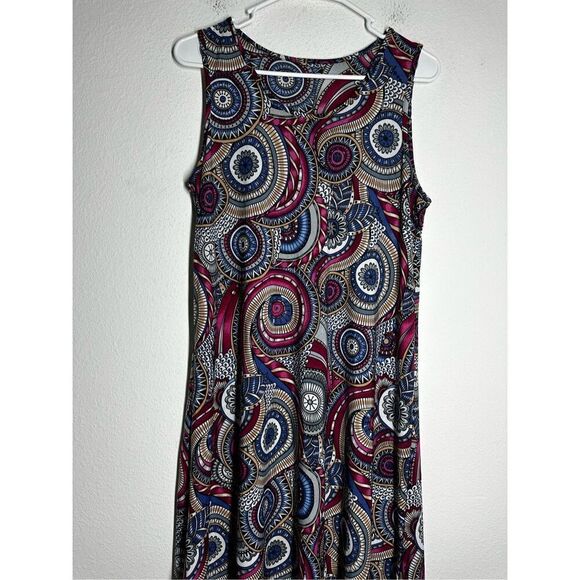 Women Vintage Style Sleeveless Elegant Size L Dress Bohemian Geometric Pattern - Picture 2 of 11